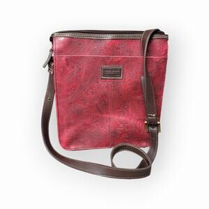 Vintage Relic Y2K Embossed Paisley Oxblood Red Boho Brown Coastal Cowgirl Boho